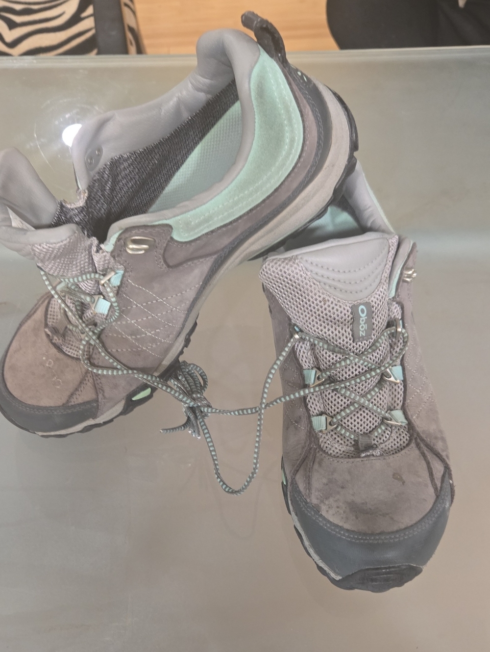 Women’s Gray Athletic Sneakers with Mint Accents